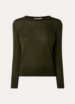 Sessùn Dames Teshima trui van wol in de kleur Mosgroen