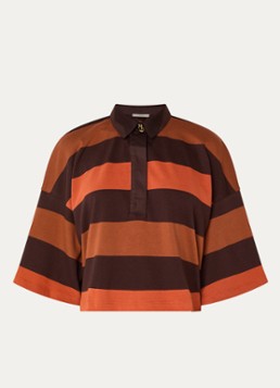 Sessùn Dames Erico polo met streepprint in de kleur Donkerbruin