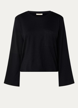 Sessùn Dames Severiano long sleeve met borstzak in de kleur Zwart