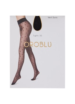 Oroblu Dames Veil Dots panty met stippenprint in 30 denier in de kleur Zwart, maat: S