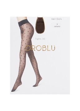 Oroblu Dames Veil Dots panty met stippenprint in 30 denier in de kleur Chocoladebruin, maat: S