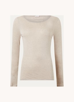 Oroblu Dames Perfect Line longsleeve in kasjmierblend in de kleur Zand, maat: L