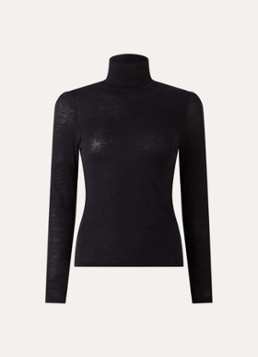 Oroblu Dames Perfect Line longsleeve in kasjmierblend in de kleur Zwart, maat: M