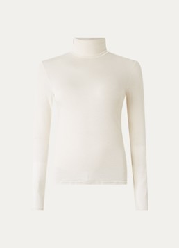 Oroblu Dames Longsleeve in kasjmierblend met col in de kleur Ivoor, maat: L