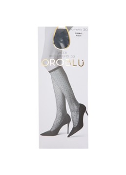 Oroblu Dames Plumetis kniekousen met stippenprint in 30 denier in de kleur Donkerblauw, maat: ONE SIZE