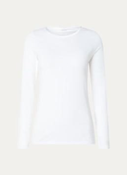 Oroblu Dames Perfect Line Cashmere longsleeve in kasjmierblend in de kleur Wit, maat: XL