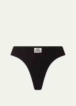 Love Stories Dames Lima string met logo en ribstructuur in de kleur Zwart, maat: XL