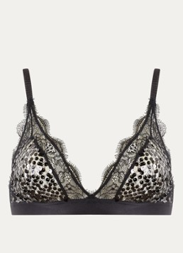 Love Stories Dames Love Lace bralette met pailletten en kant in de kleur Zwart, maat: 70C/D