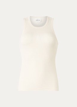 Love Stories Dames Bella ribgebreide tanktop met logoborduring in de kleur Gebroken wit, maat: L