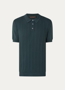 Oscar Jacobson Heren Barto regular fit polo met ingebreid patroon in de kleur Donkergroen, maat: XXL