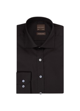 Oscar Jacobson Heren Slim fit strijkvrij overhemd met cut away kraag in de kleur Zwart, maat: 41