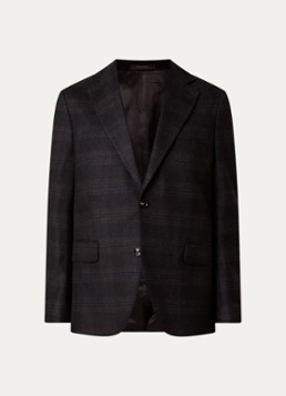 Oscar Jacobson Heren Fogerty regular fit colbert in wolblend met ruitdessin in de kleur Donkerbruin, maat: 54