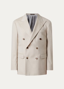 Oscar Jacobson Heren Richard double-breasted regular fit colbert in kasjmier wolblend in de kleur Ivoor, maat: 54