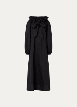 Essentiel Antwerp Dames Hojito maxi off shoulder jurk met ballonmouw en strikdetail in de kleur Zwart