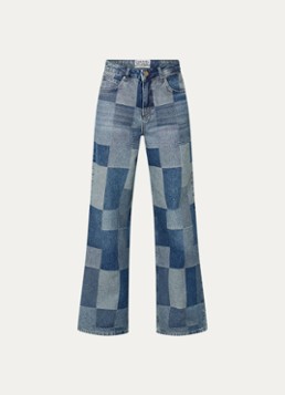 Essentiel Antwerp Dames High waist wide leg jeans met patchwork in de kleur Blauw