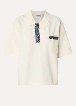 Essentiel Antwerp Dames Internationnal fijngebreide top met strass in de kleur Creme