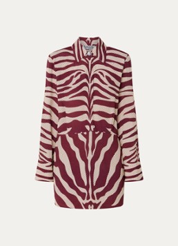 Essentiel Antwerp Dames Isniper mini tuniekjurk met zebraprint in de kleur Bordeauxrood