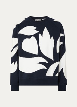 Essentiel Antwerp Dames Sweater met print en strass in de kleur Donkerblauw