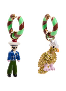 Essentiel Antwerp Dames Jhally oorringen met hanger in de kleur Groen