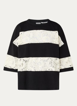 Essentiel Antwerp Dames T-shirt met broderie in de kleur Zwart