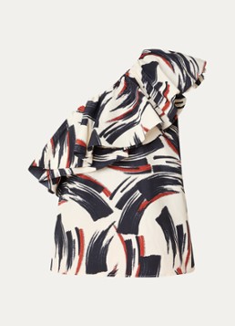 Essentiel Antwerp Dames One shoulder top met volant in de kleur Donkerblauw