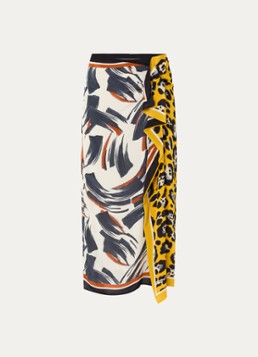 Essentiel Antwerp Dames Midi wikkelrok met print in de kleur Geel