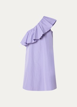 Essentiel Antwerp Dames Mini jurk met asymmetrische hals en volant in de kleur Paars