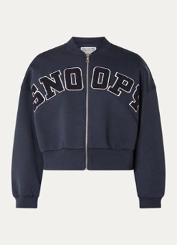 Essentiel Antwerp Dames Jilnius sweatvest met flockprint in de kleur Donkerblauw