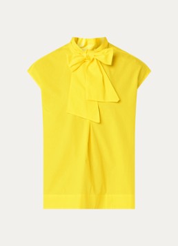 Essentiel Antwerp Dames Jalaysia mouwloze top met strikkraag in de kleur Geel