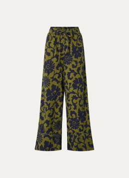 Essentiel Antwerp Dames Jomery high waist wide fit broek met structuur en print in de kleur Groen