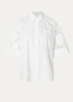 Essentiel Antwerp Dames Blouse met opengewerkt dessin in de kleur Wit