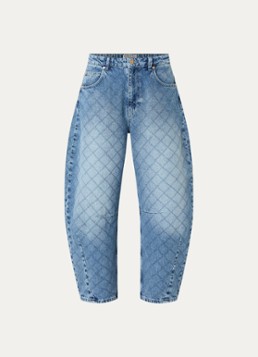 Essentiel Antwerp Dames Katsu mid waist balloon fit jeans met medium wassing en quiltpatroon in de kleur Indigo