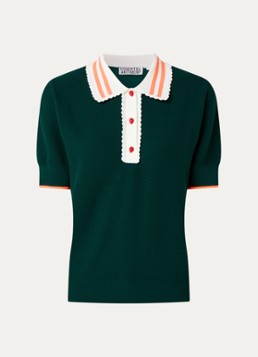 Essentiel Antwerp Dames Polo met pofmouw in de kleur Donkergroen