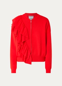 Essentiel Antwerp Dames Kodi sweatvest met ruches in de kleur Rood