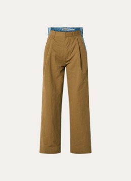 Essentiel Antwerp Dames Krisp high waist wide fit broek met details van denim en steekzakken in de kleur Bruin
