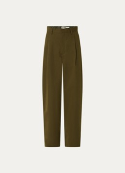 Essentiel Antwerp Dames Krisp high waist wide fit broek met details van denim en steekzakken in de kleur Donkergroen