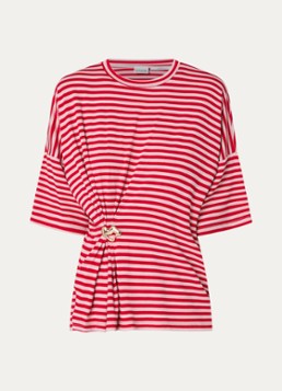 Essentiel Antwerp Dames Kriss top met knoopdetail en streepprint in de kleur Oudroze