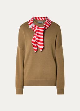 Essentiel Antwerp Dames Kurtis trui in wolblend met sjaalkraag in de kleur Bruin