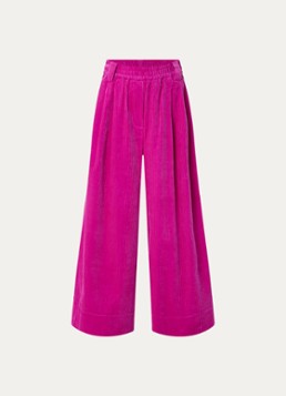 Essentiel Antwerp Dames Mid waist wide fit broek van corduroy met paspelzakken in de kleur Fuchsia