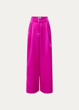 Essentiel Antwerp Dames Karmen high waist wide fit palazzo broek met glanzende finish in de kleur Fuchsia