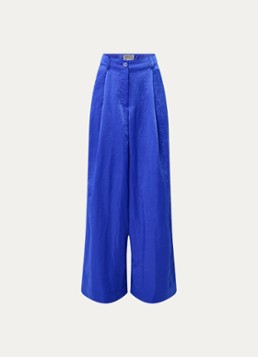 Essentiel Antwerp Dames Karmen high waist wide fit palazzo broek met glanzende finish in de kleur Kobaltblauw