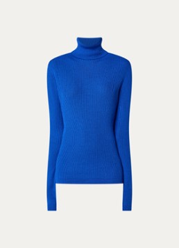 Essentiel Antwerp Dames Kelmuse2 ribgebreide coltrui in wolblend in de kleur Kobaltblauw