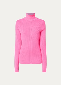 Essentiel Antwerp Dames Kelmuse2 ribgebreide coltrui in wolblend in de kleur Neonroze