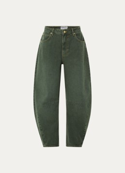 Essentiel Antwerp Dames Kokos mid waist cropped balloon fit jeans met gekleurde wassing in de kleur Grijsmele