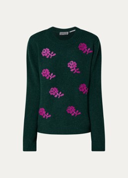 Essentiel Antwerp Dames Korine fijngebreide trui van wol met kralendecoratie in de kleur Zwart