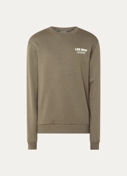 Les Deux Heren Ben sweater met logo- en backprint in de kleur Lichtbruin, maat: L