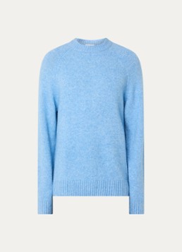 Les Deux Heren Gilbert grofgebreide trui in wolblend in de kleur Blauw, maat: L