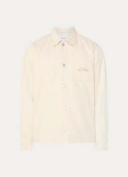 Les Deux Heren Layton regular fit overshirt met borstzak en borduring in de kleur Creme, maat: XL