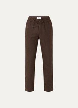 Les Deux Heren Patrick straight fit broek in linnenblend in de kleur Donkerbruin, maat: XL