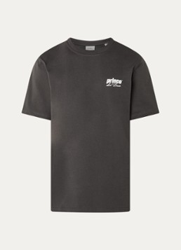 Les Deux Heren T-shirt met logo- en backprint in de kleur Antraciet, maat: XL